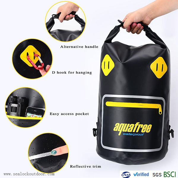 Mga Tampok ng Waterproof Tube Dry Bag na May Zip Pocket